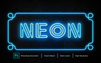 Neon Text Effect Design Photoshop Layer Style Effect - Illustration
