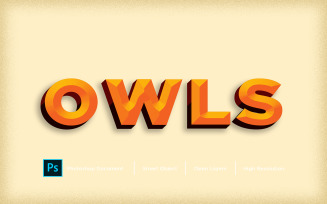 Owls Text Effect Design Photoshop Layer Style Effect - Illustration