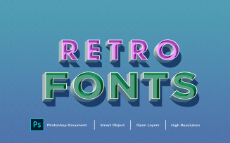 Retro Fonts Text Effect Design Photoshop Layer Style Effect - Illustration