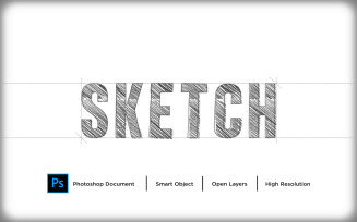 Sketch Text Effect Design Photoshop Layer Style Effect - Illustration
