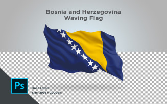 Bosnia and Herzegovina Waving Flag - Illustration