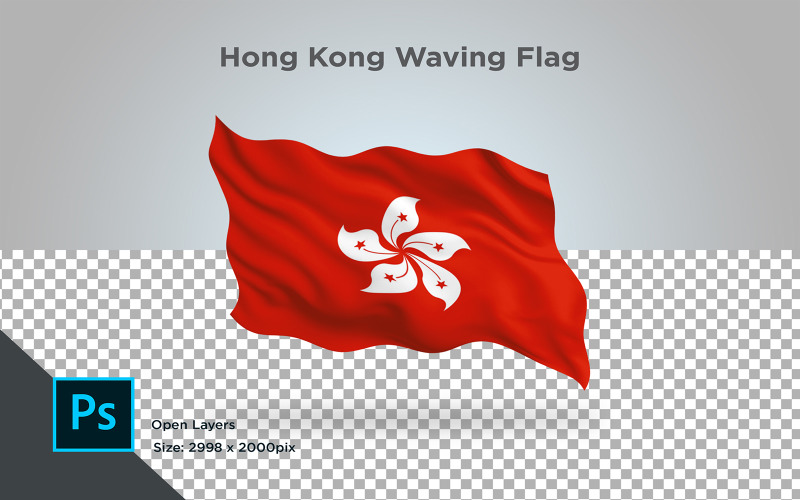 Hong Kong Waving Flag - Illustration