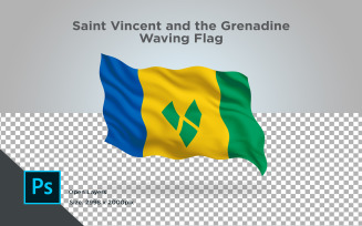 Saint Vincent and the Grenadine Waving Flag - Illustration