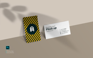 Business card standing with wall mockup design template product mockup