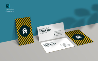 Business card with wall mockup design template product mockup