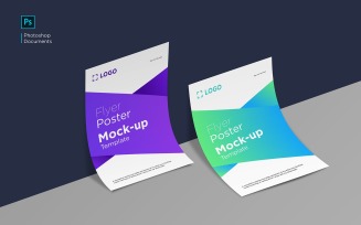 Dual A4 Flyer and poster Against Wall design Template product mockup