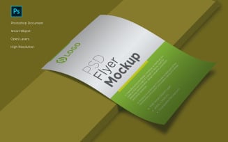 Flyer and poster laying on marble slab mockup design product mockup