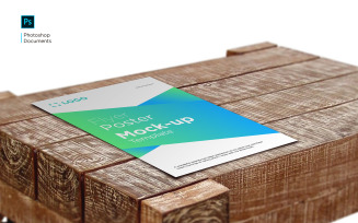 Flyer on wooden table mockup design template product mockup