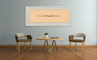 Living room interior chair with table empty photo frame mockup design product mockup