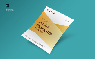 Perspective View Flyer and Poster design Template product mockup