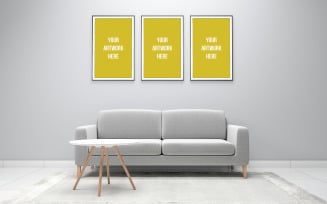 Realistic mockup of 3d rendered of interior modern living room product mockup