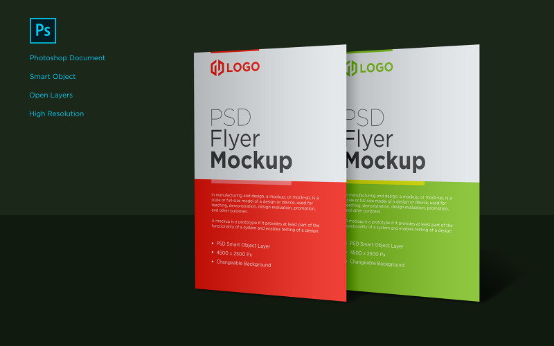 Standing two Flyer and Poster design Template product mockup Product Mockup