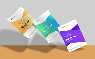 Three A4 Flyer and Poster falling design Template product mockup