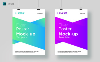 Two flyer hanging mockup design template product mockup