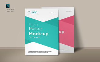 Two flyer with wall mockup design template product mockup