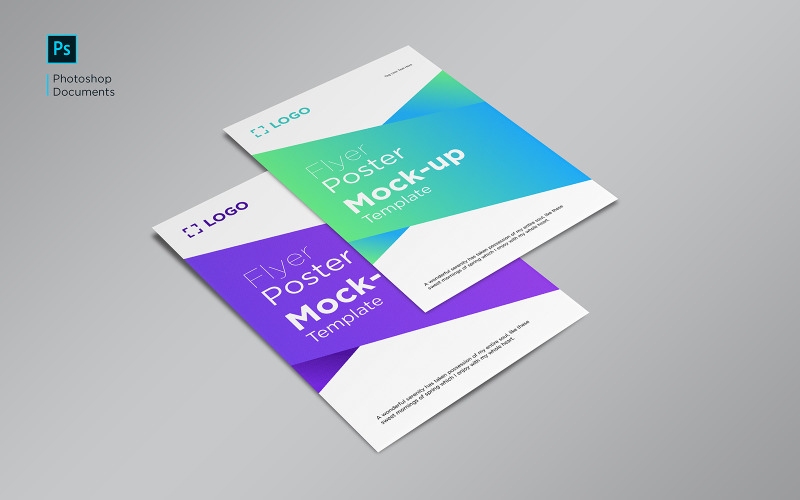 Two Isometric A4 Flyer and Poster design Template product mockup Product Mockup