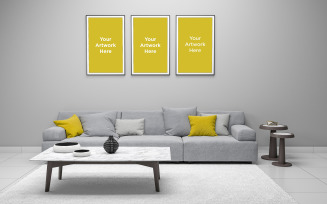 Realistic mockup of 3d rendered of interior modern living room product mockup