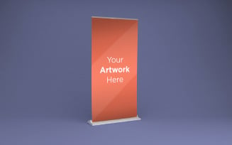A Stand Advertising Board interior with purple background product mockup