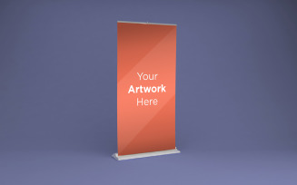A Stand Advertising Board interior with purple background product mockup