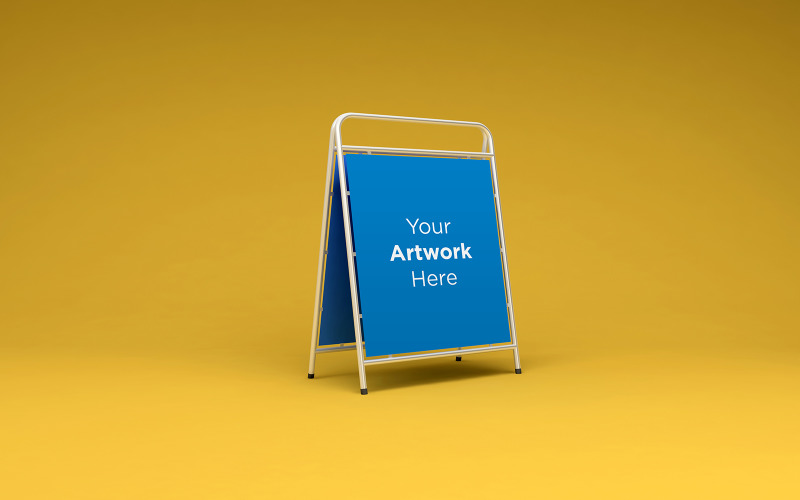 A Stand Advertising Board yellow background product mockup Product Mockup