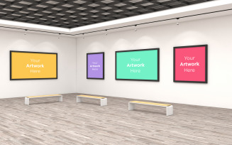 Art Gallery four Frames Muckup 3D product mockup