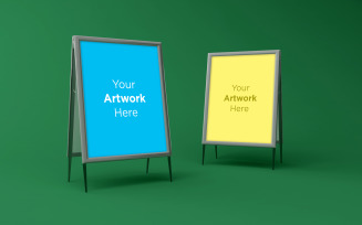 Diplay Stand Advertising Board green background product mockup