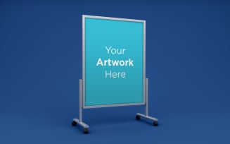 Metallic A stand board mockup 3d rendered product mockup