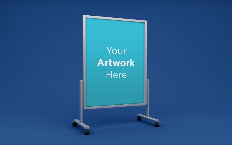 Metallic A stand board mockup 3d rendered product mockup Product Mockup