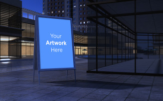 Night view diplay Stand Advertising Board product mockup