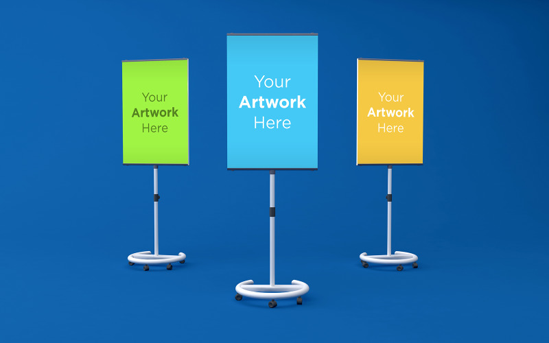Three A stand advertising mockup with wheel product mockup Product Mockup