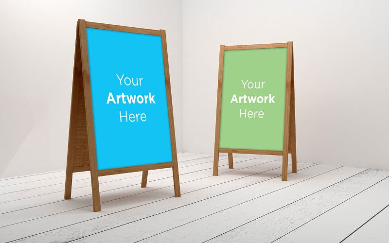 Two Empty Stand Advertising Board product mockup Product Mockup
