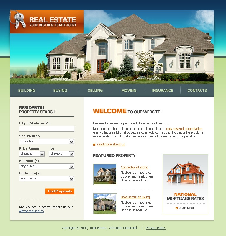 Real Estate Agency Website Template #14818