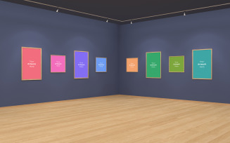 Art Gallery Frames Muckup with spot lights 3D Illustration and 3D rendering product mockup