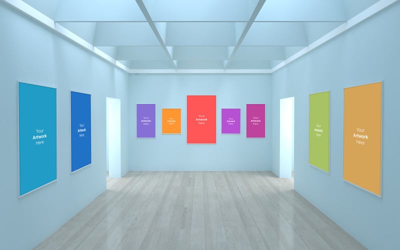 Art Gallery multi empty Frames with different directions product mockup Product Mockup