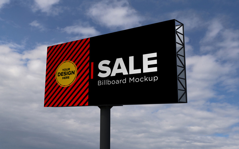 3D large advertising billboard on a sky background product mockup Product Mockup