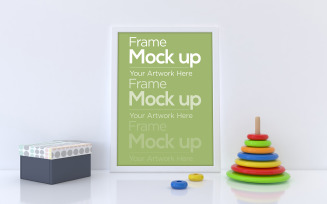 Kids Frame laying on floor with paper box product mockup