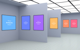 Modern Art Gallery Frames 3D Illustration product mockup