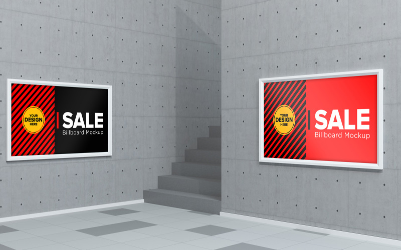 Poster and advertising billboard mockup passage stairs product mockup Product Mockup