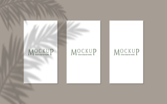 Blank three frame mockup with plant shadow product mockup