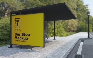 Bus Stop Shelter Advertising Sign product mockup