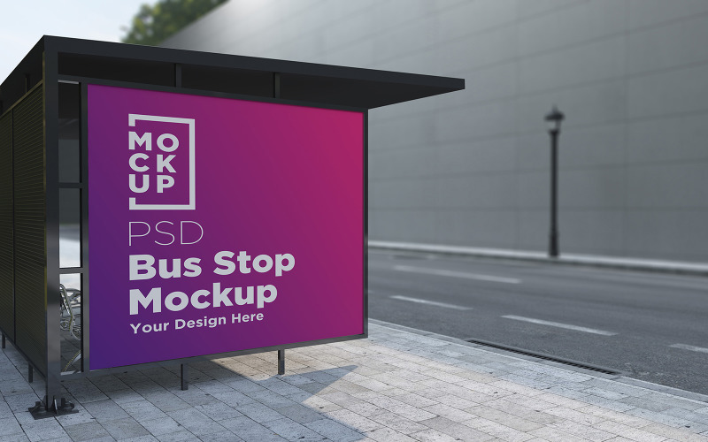 Bus Stop Shelter Advertising Signage product mockup Product Mockup