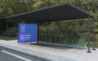 Bus stop shelter Billboard mockup product mockup
