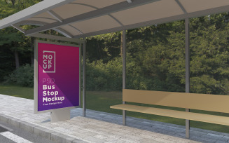City Bus stop Shelter Advertising Sign product mockup
