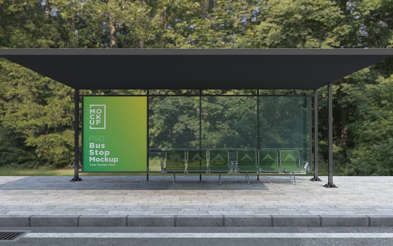 City Bus Stop Shelter Sign product mockup Product Mockup