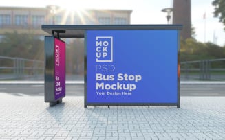 Bus Shelter with 2 Billboard product mockup