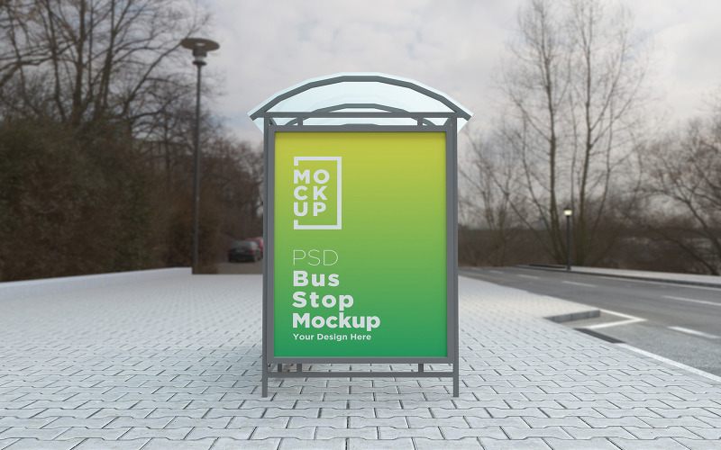 Bus Stop Billboard advertisement product mockup Product Mockup