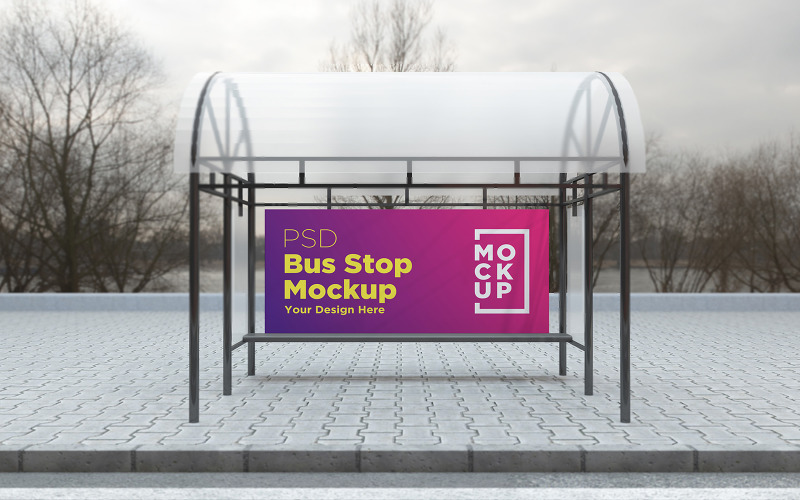 Bus stop Shelter Billboard advertisement product mockup Product Mockup