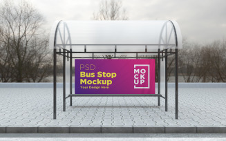 Bus stop Shelter Billboard advertisement product mockup