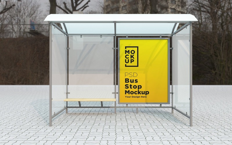 Bus stop Shelter Signage Advertising product mockup Product Mockup