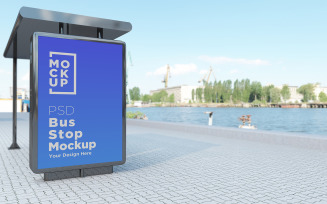 Bus Stop Sign advertisement signage product mockup